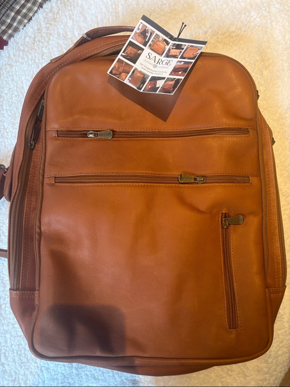 Men's Leather Backpack in Cognac Brown